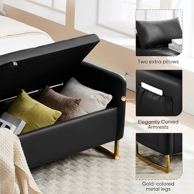 65" End of Bed Storage Bench, Modern Storage Benches - Image 3