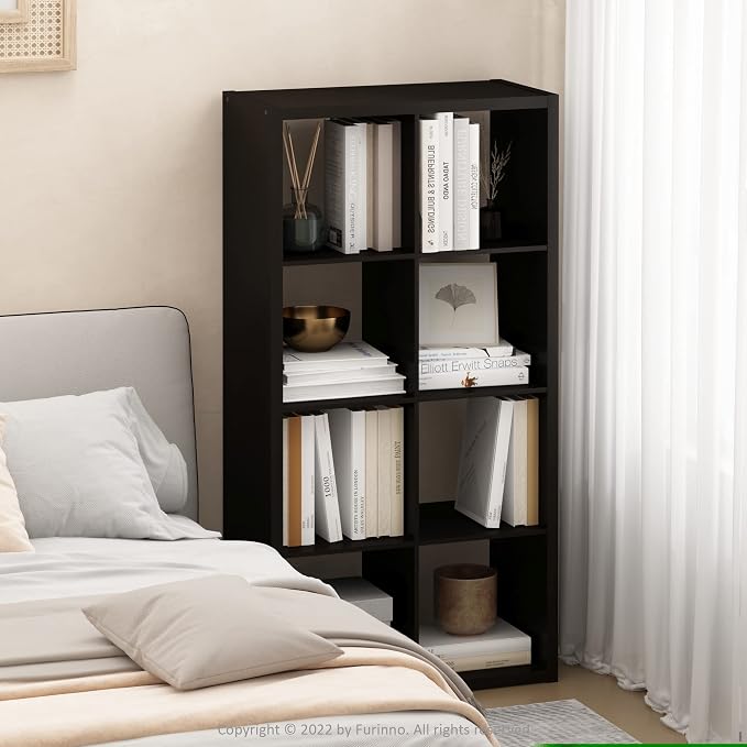 Furinno CUBICLE Book Shelf, 8-Cube Bookshelf, Extra Thick Frame Horizontally & - Image 2