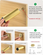 4 Pack Gold Metal Furniture Legs M8 Replacement Sofa Legs Screw in 4.7 Inch - Image 3