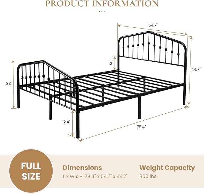 SHA CERLIN Full Size Metal Platform Bed Frame - Image 3