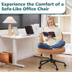 OLIXIS Criss Cross Chair with Wheels Wide Cross Legged Office Desk Vanity Chair - Image 3