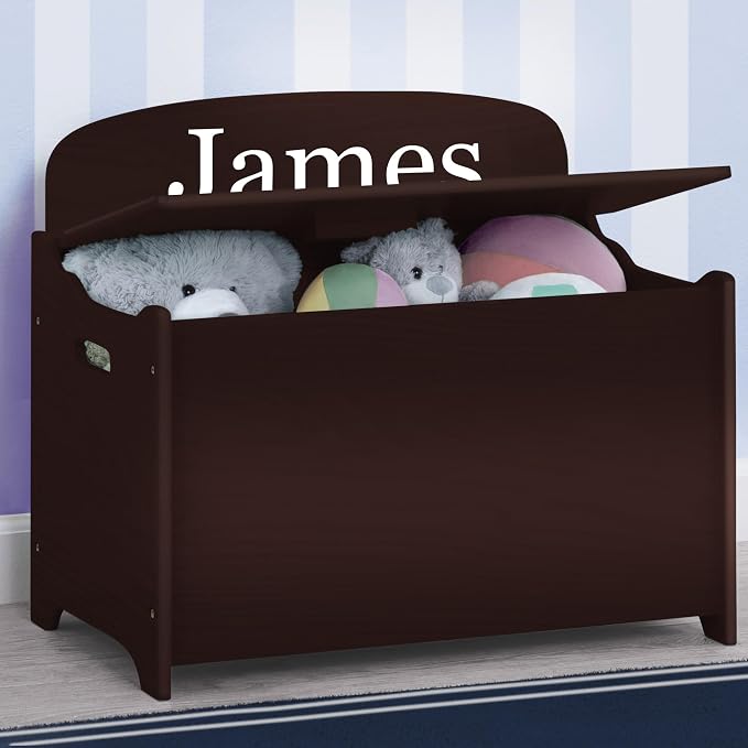 Delta Children Personalized MySize Deluxe Toy Box, Dark Chocolate - Image 4