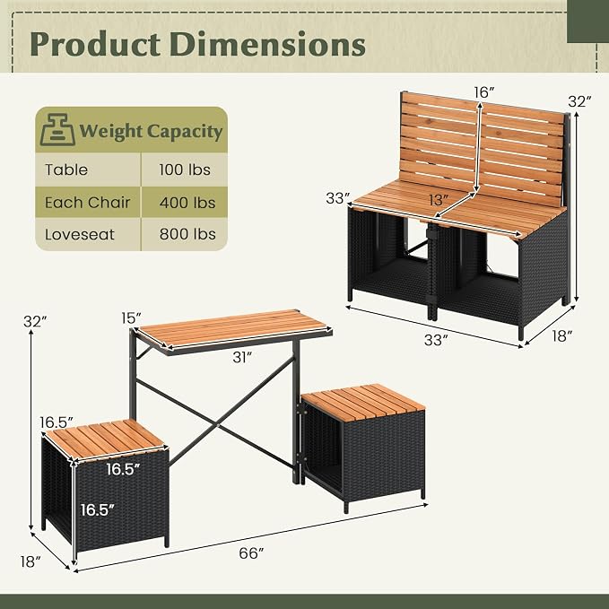 Tangkula 3-in-1 Convertible Bench Picnic Table, Outdoor Folding Table and - Image 9