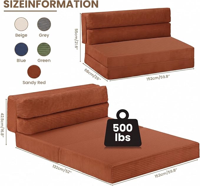 JUIKURY Folding Sofa Bed, Convertible Sleeper Chair - Image 2