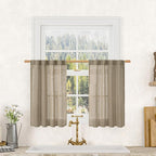 Taupe Linen Curtains 30 Inch Length by LAMIT