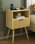 JOONEE Nightstand with Outlet, Modern Bedside Table with Storage Drawer and by JOONEE