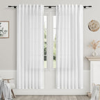 White Linen Curtains 67 Inch Length by Nanspring