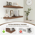 Acovy 40 Inch Floating Shelves, 3D Textured Wood Grain, Wooden Shelves - Image 5