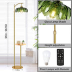 QIYIZM Glass Floor Lamp with Table and Shelves - Image 4