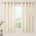 Beige Linen Curtains 63 inch Length 2 Panels by LAMIT