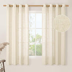 Beige Linen Curtains 63 inch Length 2 Panels by LAMIT