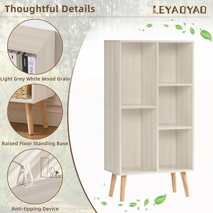 LEYAOYAO 5 Cube Bookshelf 3-Tier Bookcase - Image 4