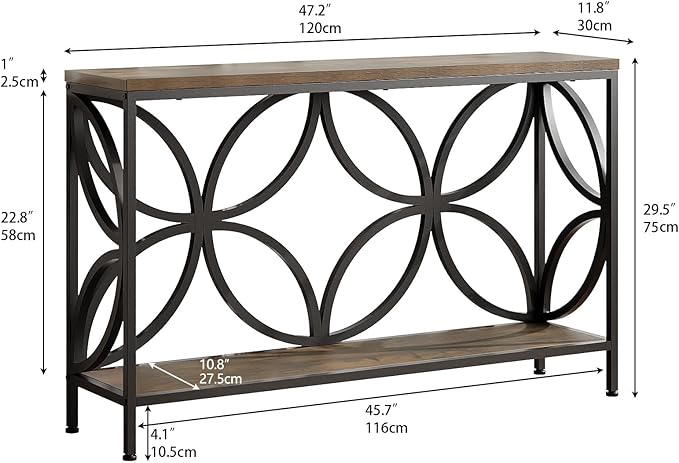 GiftGo Narrow Sofa Table 47.2 Inch, Industrial Sofa Table Behind Couch - Image 2