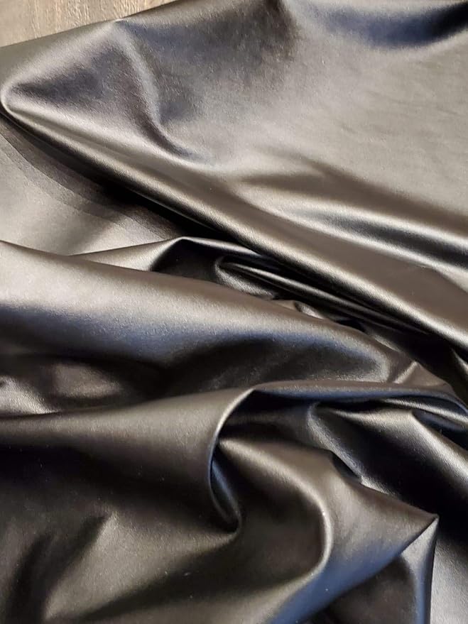NAT Leathers™ | Black Stretch Super Soft Faux Vegan Leather PU | by the Yard - Image 4