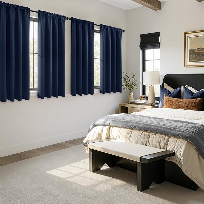 MIULEE Navy Blue Blackout Curtains 4 Panels Set 72 Inch Length Bedroom | - Image 2
