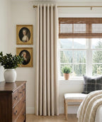 Linen Textured Total Blackout Curtains 84 Inches Long, Oatmeal | 100% Blackout - Image 2