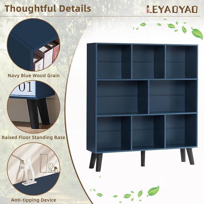LEYAOYAO 8 Cube Bookshelf, 3 Tier Bookcase - Image 4