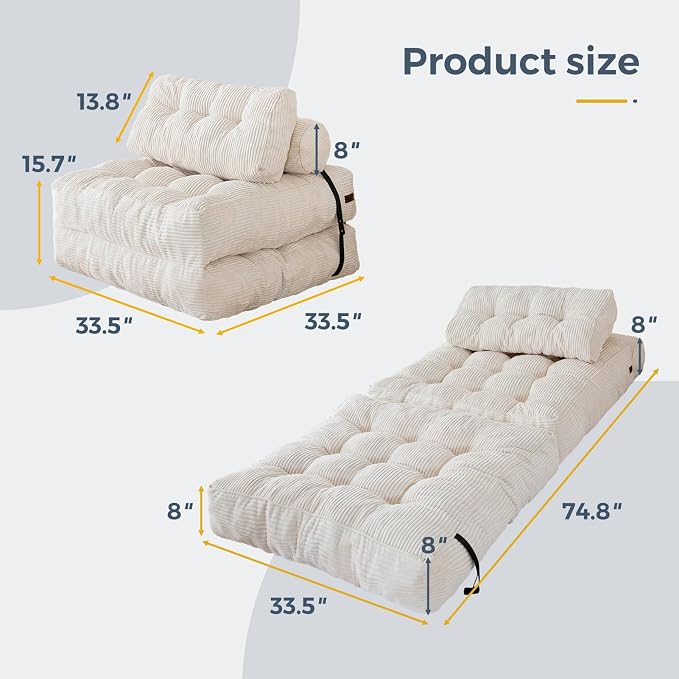 MAXYOYO Folding Sofa Bed, Convertible Sleeper Chair - Image 2