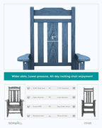 SERWALL Blue Outdoor Rocking Chair Set of 2, All Weather Patio Rocking Chair - Image 4