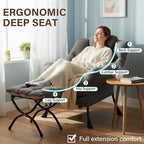 Welnow Lazy Chair with Ottoman, Modern Accent Chair with Armrests and a Side - Image 5
