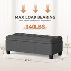 YESHOMY 47 Inches Ottoman with Storage, Storage Bench with Legs, Ottomans - Image 2