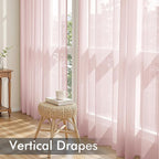 MIULEE Blush Pink Sheer Curtains 84 Inches Long 4 Panels 42 x 84 Inches | Light - Image 5