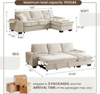 99" Convertible Sleeper Sofa Bed, L Shaped - Image 3