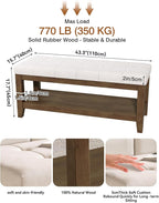 ABHENG Solid Rubber Wood Shoe Bench, Soft Chenille Material Upholstered Seat - Image 2