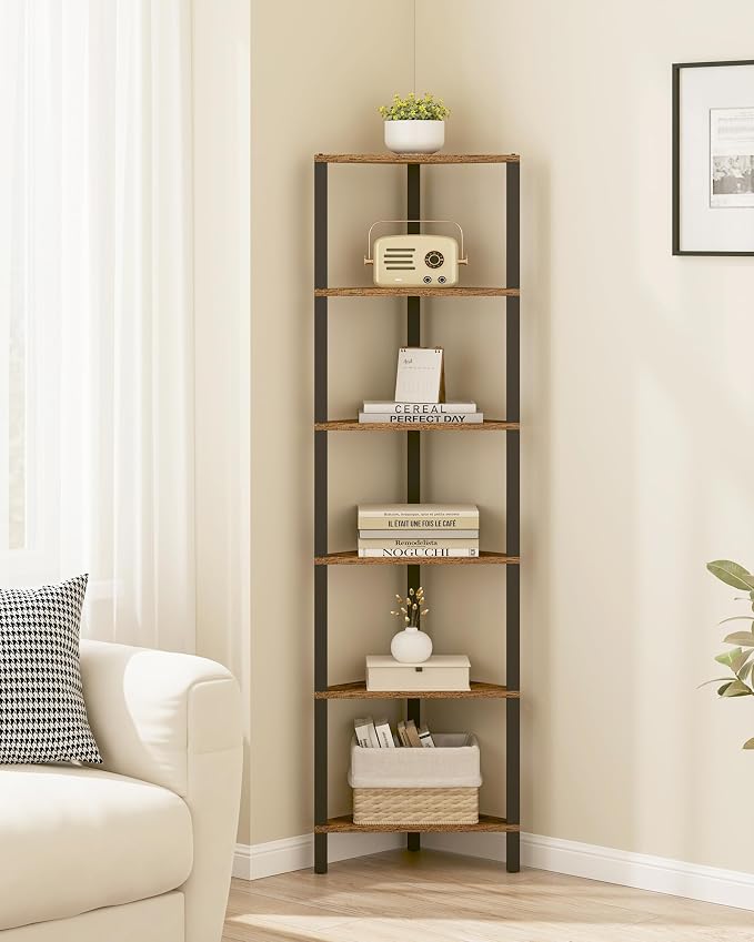TUTOTAK Corner Shelf, 6-Tier Corner Bookshelf - Image 4