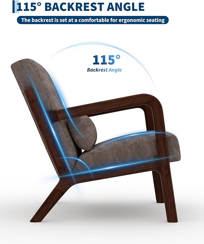 Garvee Mid-Century Chenille Accent Chair Set of 2, Cozy Reading Chair, Modern - Image 5