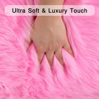 duduta Hot Pink Faux Sheepskin Runner Rugs 2x6 ft, Fluffy Fur Couch Covers | - Image 3