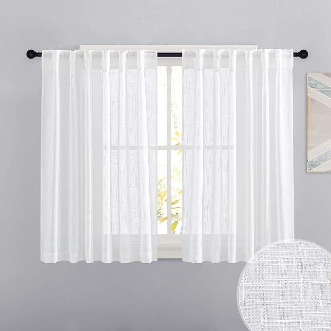 RYB HOME Short Linen Sheer Curtains by RYBHOME