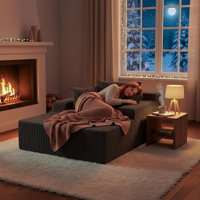 Sytopia Chaise Lounge with Armrests, Oversized Sofa Bed with 3 Pillows - Image 3