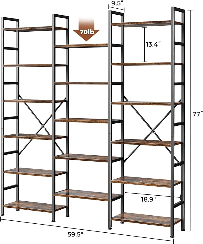 SUPERJARE Triple Bookshelf, Bookcase - Image 3