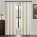 Cream Thick Linen 80 Inches Length Semi Sheer Curtains 2 Panels Set by PleatedDrapes