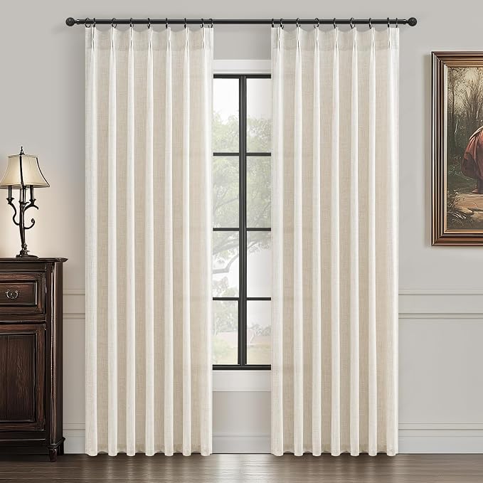 Custom Pinch Pleated 78 Inch Dining Room Curtains 2 Panels Set, Farmhouse Cream by PleatedDrapes