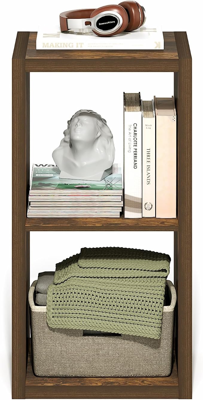 Furinno Cubicle Book Shelf, 2-Cube Bookshelf, Extra Thick Frame Horizontally & - Image 7