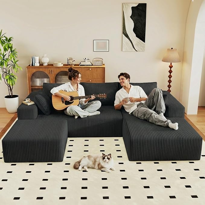 95" Cloud Sectional Couch U-Shaped Chaise - Image 6