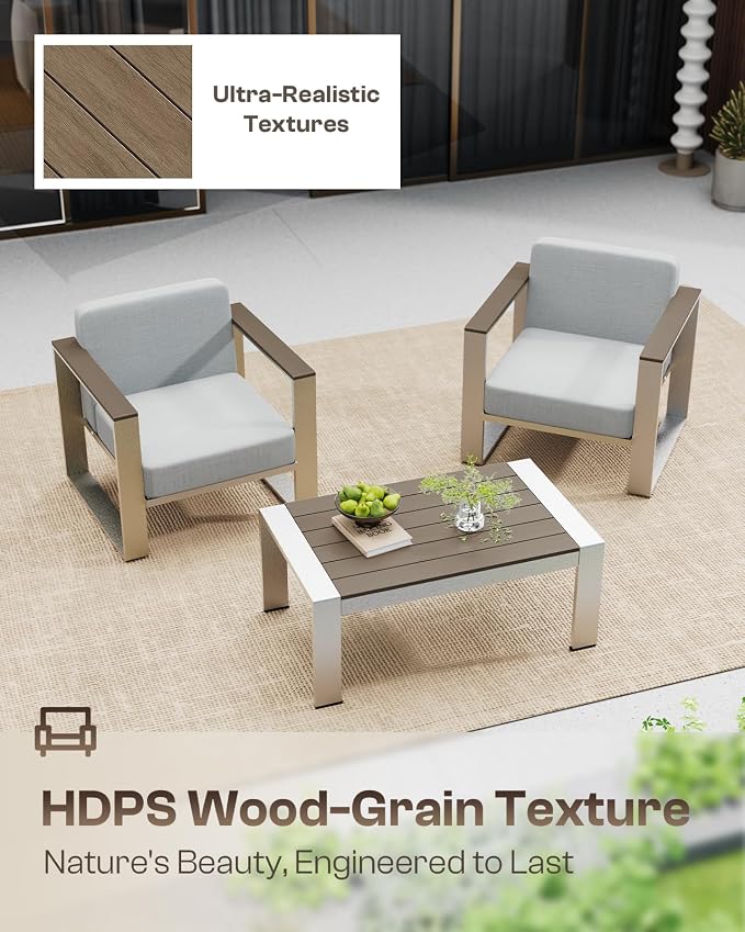 Aluminum Outdoor Patio Furniture Set, 7 Seats Outdoor Patio Conversation Sets - Image 4