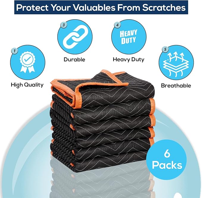 Simpli-Magic 79522 Heavy Duty Padded Moving Blankets, 72” x 80”, 6 Pack - Image 4