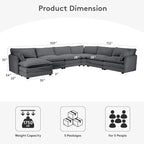 ROWHY 150'' Modular Sectional Corner Cloud Couch, 7 Seater Sofa Big Comfy - Image 2