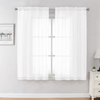 Chyhomenyc White Sheer Curtains 63 Inches Long 2 Panels, Light Filtering Bright by Chyhomenyc