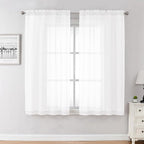 Chyhomenyc White Sheer Curtains 54 Inch Long 2 Panels by Chyhomenyc