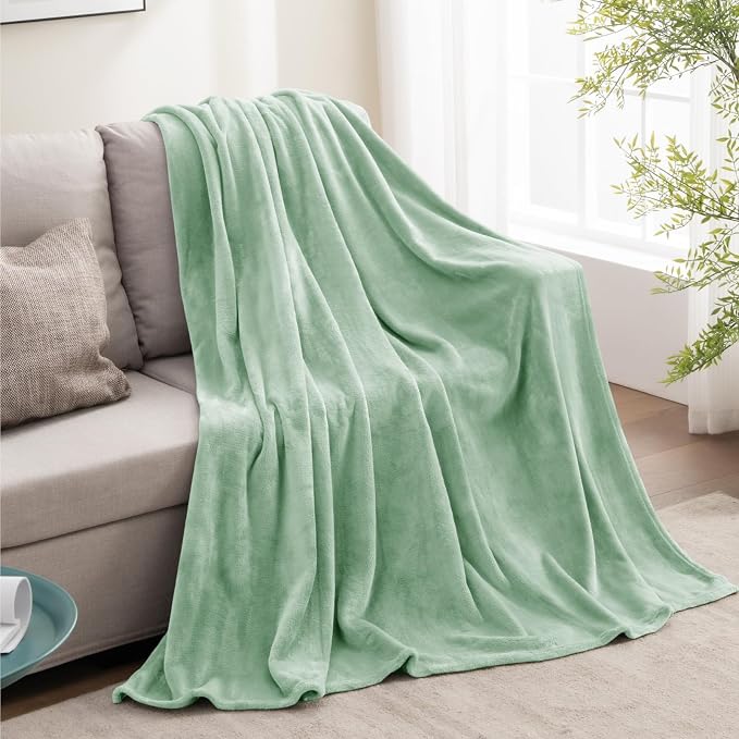 BEDELITE Fleece Blanket Soft Plush King Bed Blanket Mint Green 108"x90" | Ultra - Image 9