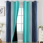 Navy Blue and Teal Gradient Blackout Curtains by ESTELARTEXTILER