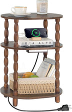 MaxSmeo Side Table with Charging Station, 3-Tier Small End Table with USB Ports by MaxSmeo
