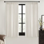 MIULEE Beige White Pinch Pleated 100% Blackout Linen Curtains 40x63 Inches | by MIULEE