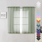 Short Sheer Curtains 54 Inches Length 2 Panels, Light Filtering Voile Curtain by Lecloud