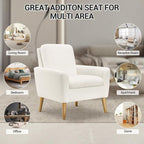 White Accent Chair Set of 2 for Living Room, Fluffy Comfy Reading Leisure - Image 4