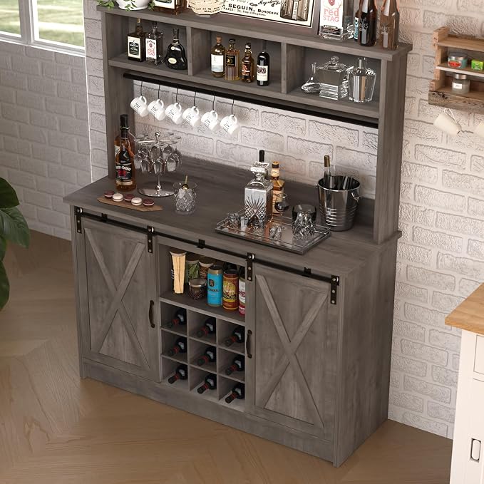 4ever2buy Farmhouse Coffee Bar Cabinet - Image 3
